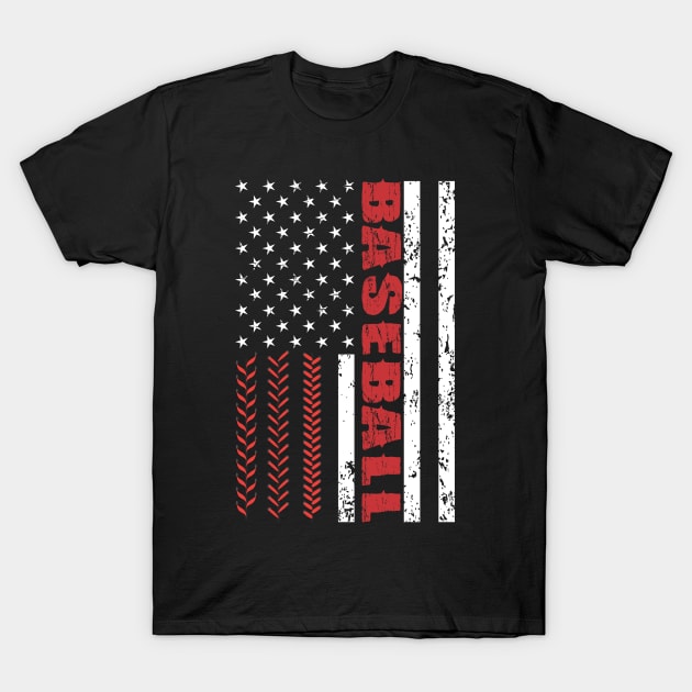 Baseball American Flag - US Sports T-Shirt by Pannolinno